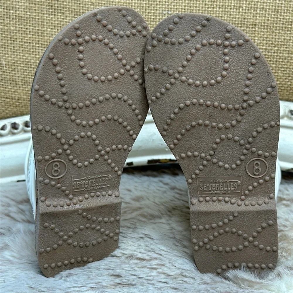 SEYCHELLES | White & Glitter Gladiator Sandals, Size 8
